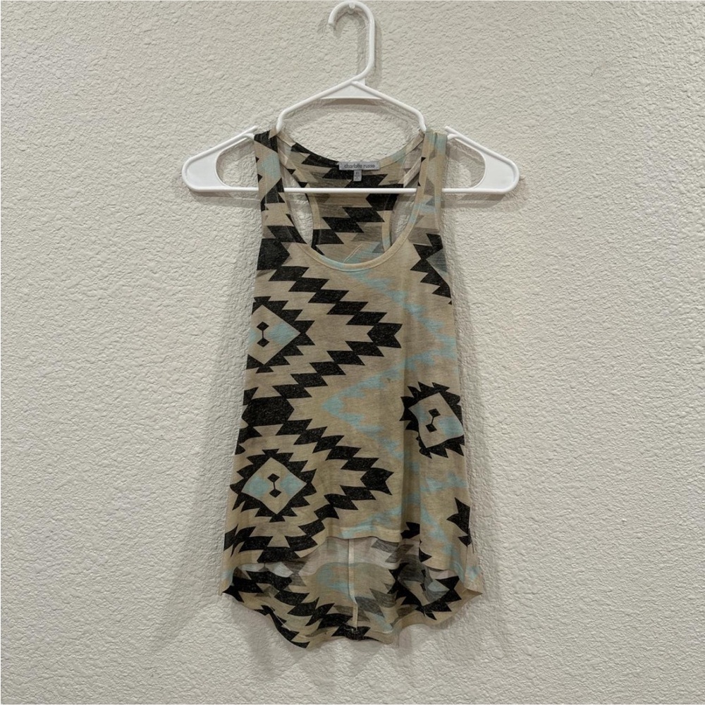 Charlotte Russe Black and Tan Asymmetrical Tank Top